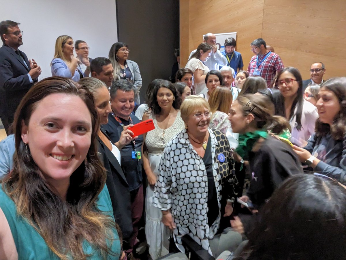 I got to celebrate International Women's day by listening to President Bachelet. I moved to Chile to study the effects of policies passed during her administration and now I work at a University that exists because of another policy she implemented. <a href="/michexpresident/">michellebachelet</a>