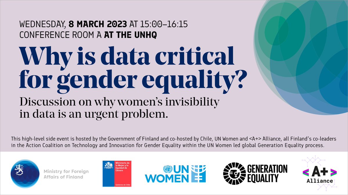 “If artificial intelligence operates on gender biased data, it can perpetuate or amplify gender inequalities, leading to systems and services that replicate patterns of discrimination” Minister @ThomasBlomqvis7 states at #FinlandCSW side-event at #CSW67 #GenerationEquality