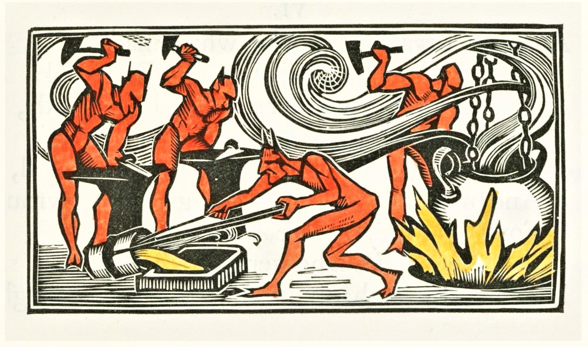 For #InternationalWomensDay we present a selection of hand-colored wood engravings by the Cornish engraver and illustrator Hilda Quick from the 8-volume edition of 'The Works of Edmund Spenser,' printed in Oxford for Basil Blackwell in an edition of 375. at.tumblr.com/uwmspeccoll/wo…