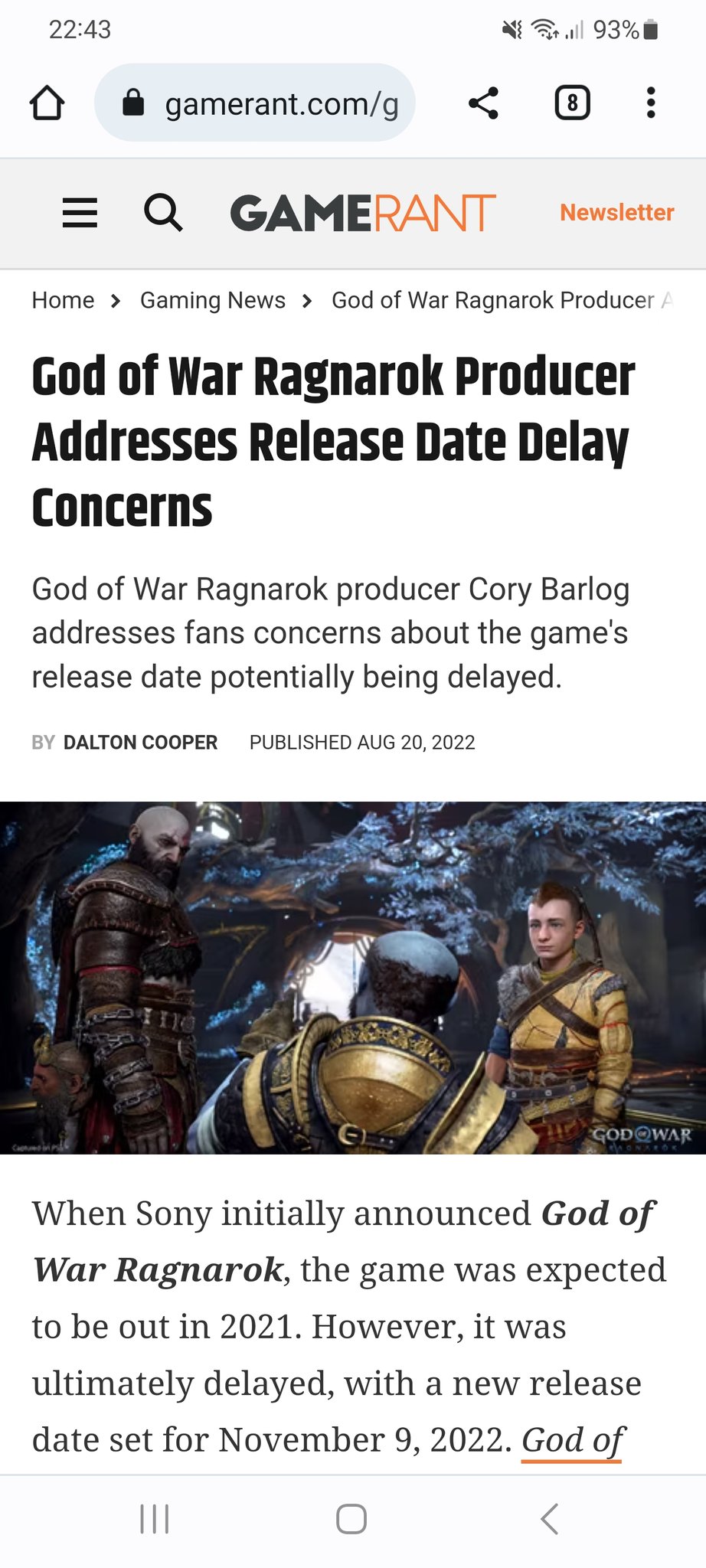 God of War Ragnarok Producer Addresses Release Date Delay Concerns