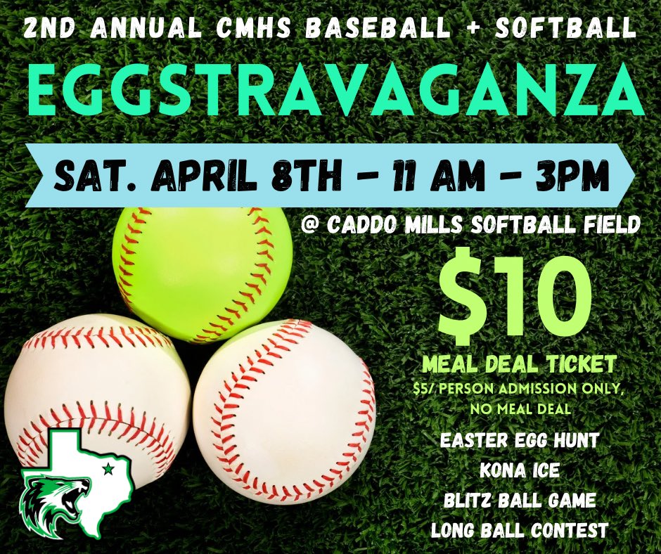 Get your baskets ready….just ONE MONTH until our EGGstravaganza event with <a href="/cmfoxbaseball/">Caddo Mills Baseball</a> 💚🥎🐰⚾️💜 

<a href="/CaddoMillsHS/">Caddo Mills HS</a> <a href="/CaddoMillsISD/">Caddo Mills ISD</a> <a href="/Lee_Shines/">Frances and Jeannette Lee Elementary Official</a> <a href="/GriffisElem/">Griffis Elementary</a> <a href="/CMMS_LadyFoxes/">CMMS Lady Foxes Athletics</a> <a href="/CMLadyFoxes/">CMLadyFoxesAthletics</a> <a href="/FoxUnleash/">Caddo Mills Fox Athletics</a> <a href="/luke__allison/">Luke Allison</a> <a href="/KodiCrane/">Kodi Crane</a>