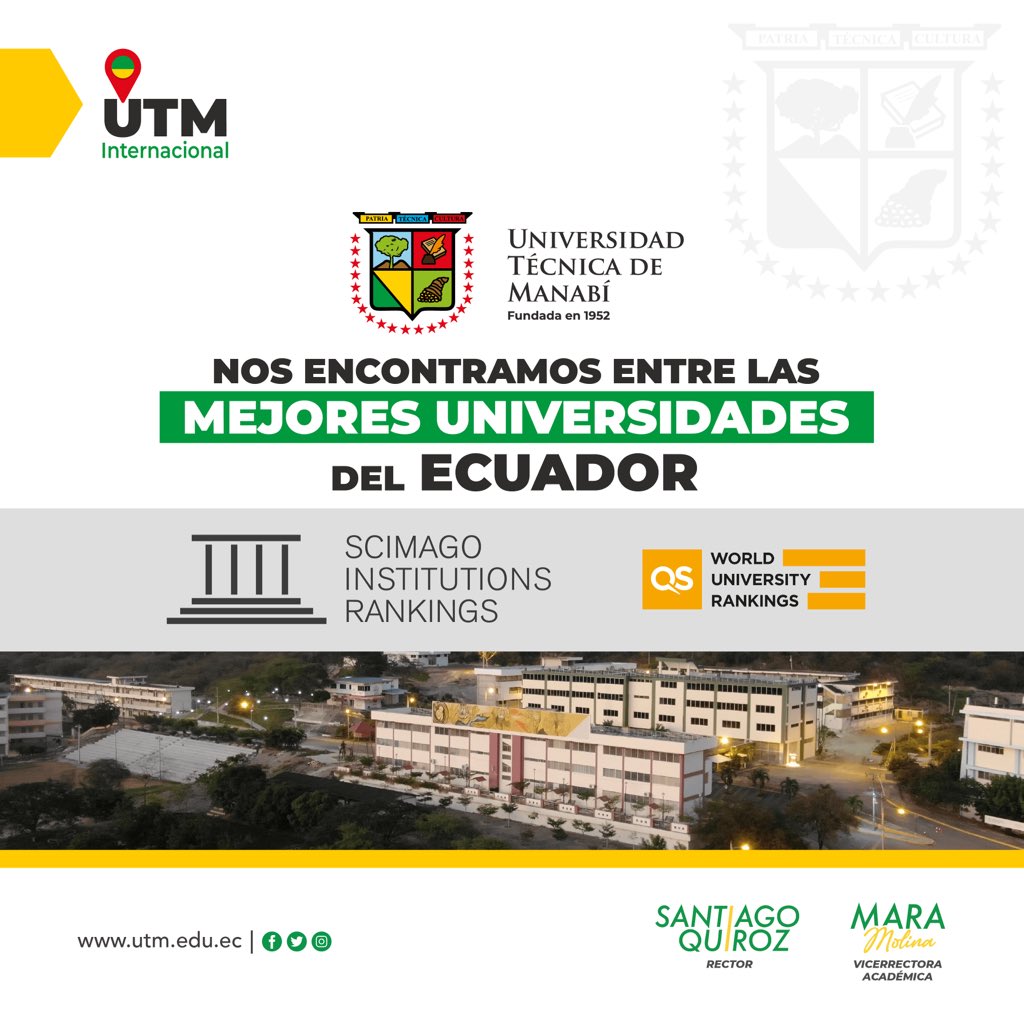 UTMManabi's tweet photo. Seguimos posicionándonos en los rankings internacionales. 

Somos la única universidad de la provincia de Manabí en el ranking de investigación de SCImago. 

#UTMUnidos https://t.co/NGpOZgkTJW