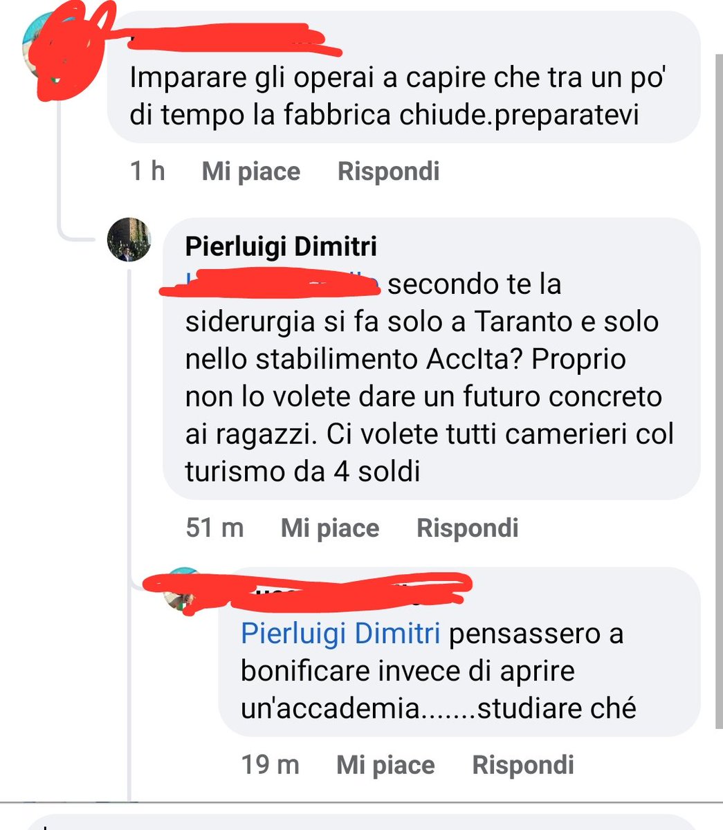 La mia città e i miei concittadini.
Commenti tutti dello stesso tenore.
Per una scuola.
#acciaierieditalia #taranto