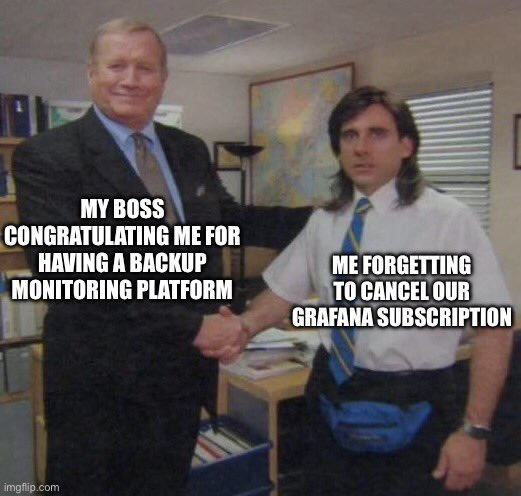 MarcosBL's tweet photo. If your service falls in the forest, and Datadog is down for 16 hours... does it make a sound? https://t.co/O7TxHSv1Bd