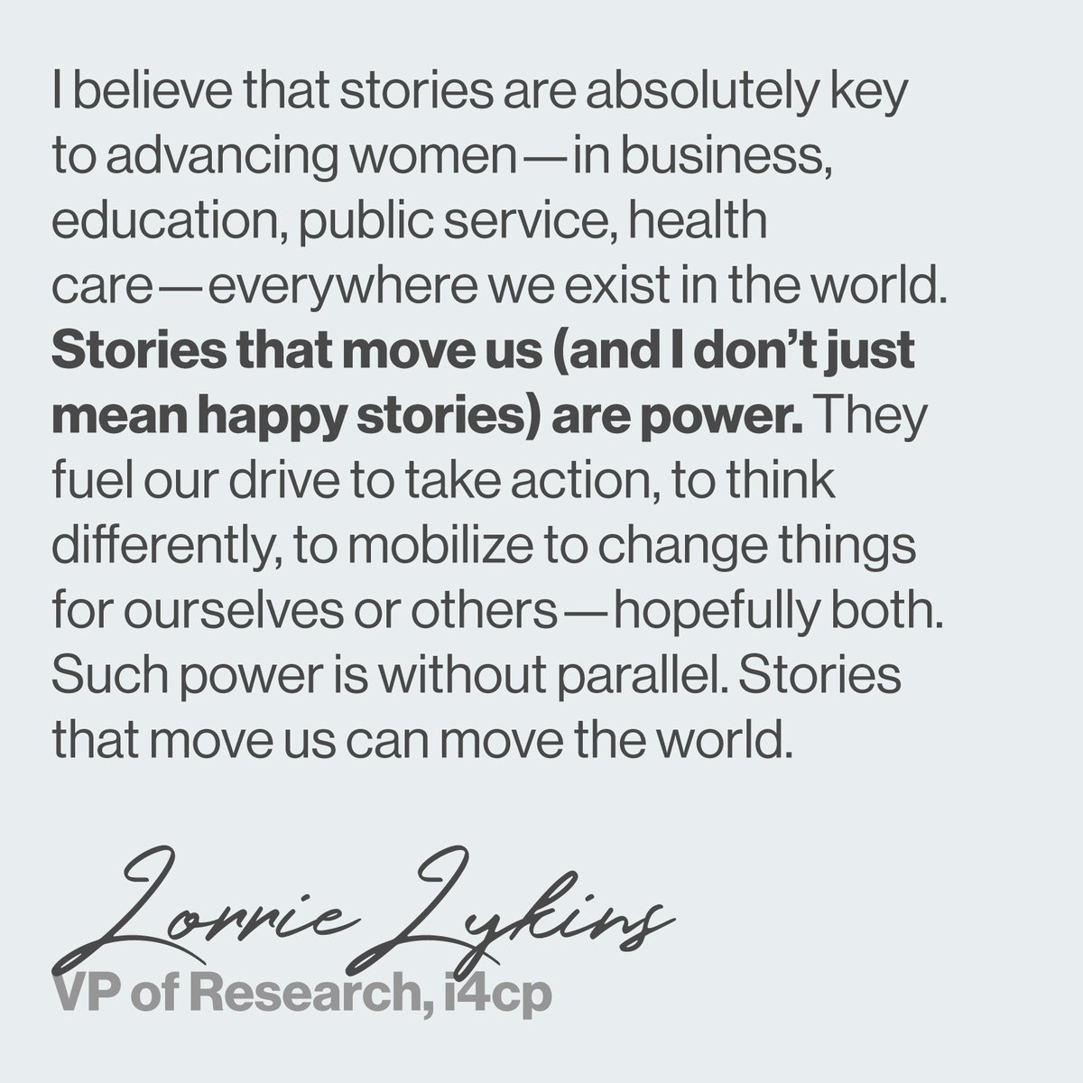 ✨ Celebrating Women Who Tell Our Stories ✨
Lorrie Lykins
Vice President of Research at the Institute for Corporate Productivity (i4cp)

Learn more: linkedin.com/feed/update/ur…

#CelebratingWomenWhoTellOurStories #InternationalWomensDay #research #thoughtleader