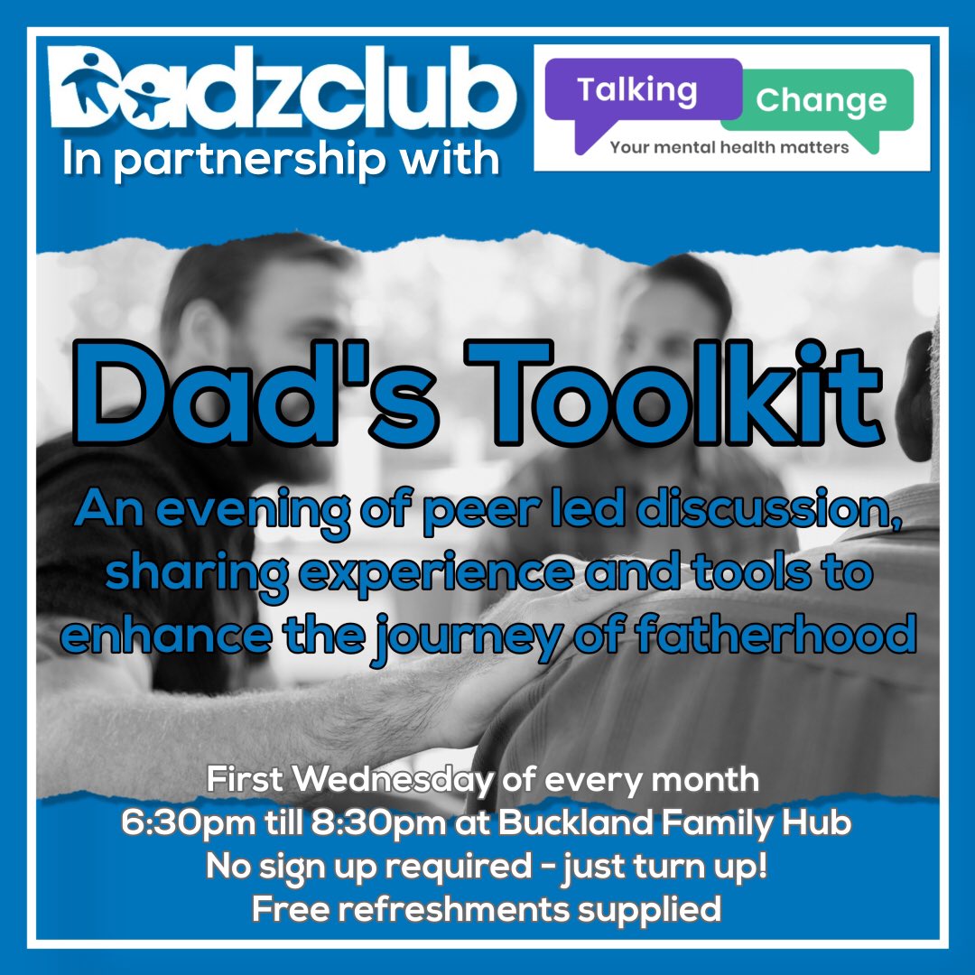 An opportunity to discuss the challenges of parenthood with other dads, along with useful information, tips & advice from Dadzclub & @TalkingChange_ #perinatalmentalhealth #mentalhealthmatters #menshealth #dads #fathers #parents #dadzclub #portsmouth #newdad #expectantdad