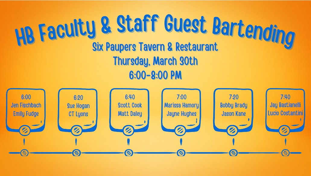 Come out and support HB. I will be behind bar with Matt Daley from 6:40 to 7:00pm