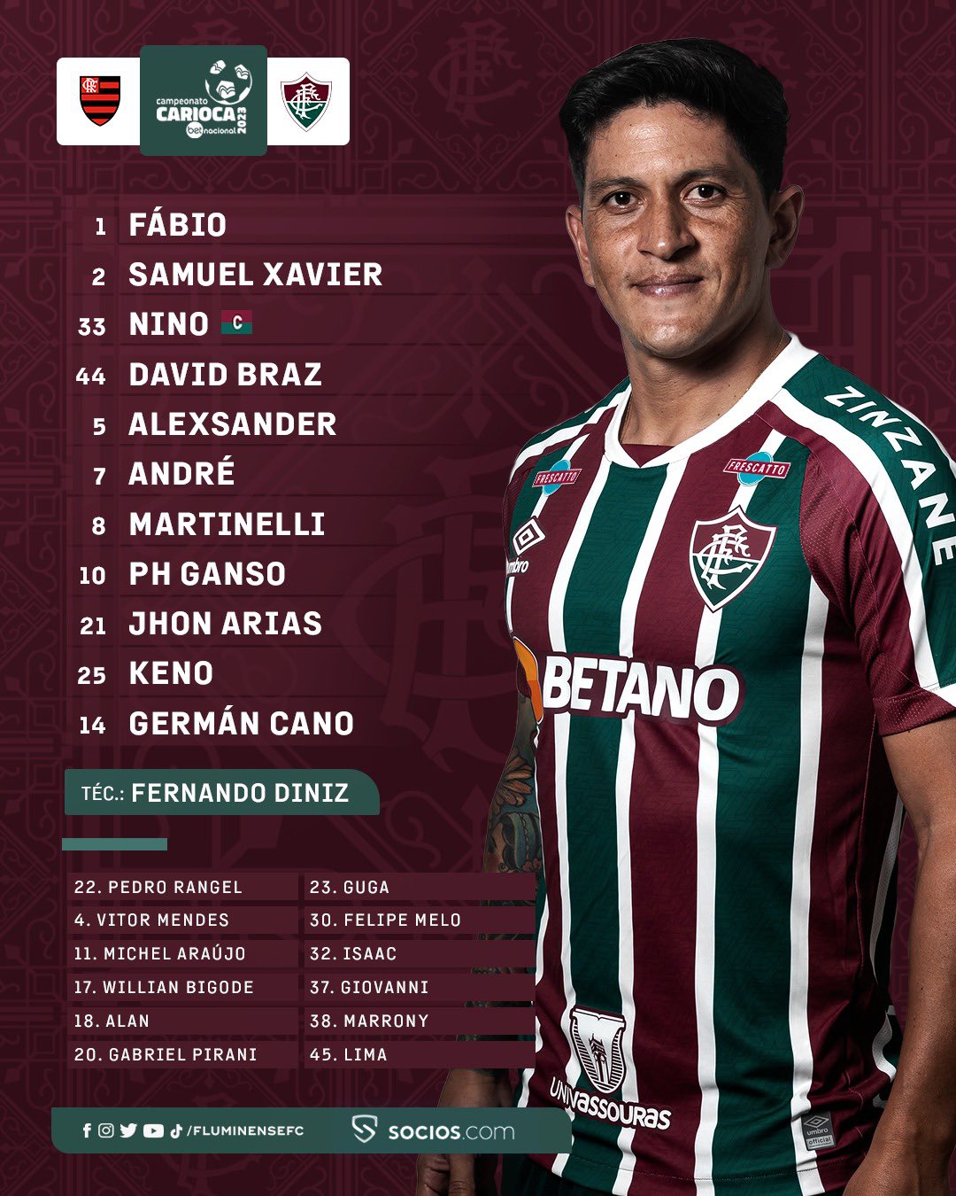 Fluminense F.C. on X: O #TimeDeGuerreiros está escalado para a