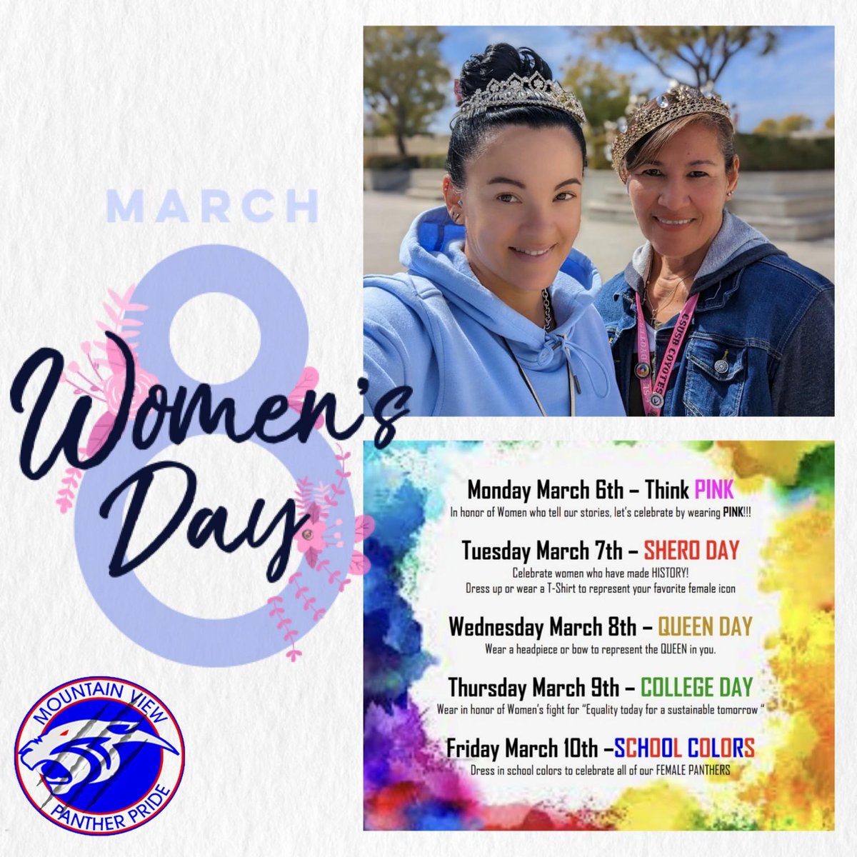 RcmichaRcmicha4's tweet image. Women&apos;s History Month Spirit Week! QUEEN DAY 
#InternationalWomensDay #mvms #PantherPride🐾 #panthernation🐾 #pantherproud🐾
