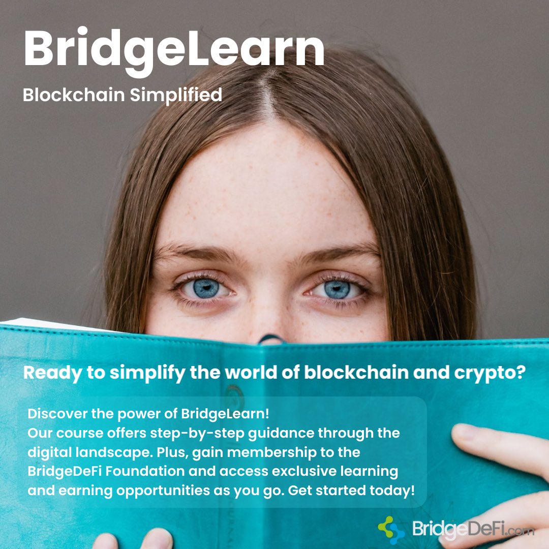 bridge_defi's tweet photo. Simplify the world of blockchain with BridgeLearn by BridgeDeFi!
Plus, gain membership to the BridgeDeFi Foundation and access exclusive benefits.
Click below to start learning and earning today!
https://t.co/YpxeVXX5CV
#bridgedefi #bridgelearn #FoundationNFT #crypto #NFT https://t.co/nvMLCDEb8r