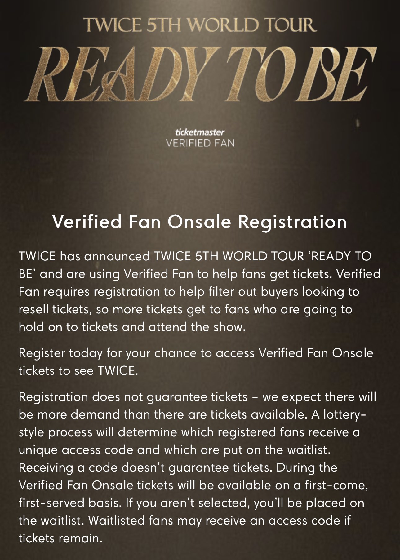 Ticketmaster on X: TWICE 5TH WORLD TOUR 'READY TO BE' Update