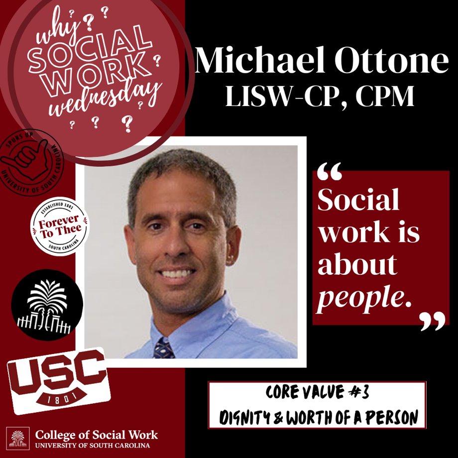 USC College of Social Work (@uofsccosw) on Twitter photo During #SocialWorkMonth we're highlighting the @NASW core values. @OttoneMichael's attention to individuals and their unique value represents Value 3⃣ - dignity and worth of a person. More here on his #SocialWorkWhy: bit.ly/3mD8SQc <a href="/CSWE/">Caroline Sweeney</a> #socialworkbreaksbarriers #USC During #SocialWorkMonth we're highlighting the @NASW core values. @OttoneMichael's attention to individuals and their unique value represents Value 3⃣ - dignity and worth of a person. More here on his #SocialWorkWhy: bit.ly/3mD8SQc <a href="/CSWE/">Caroline Sweeney</a> #socialworkbreaksbarriers #USC