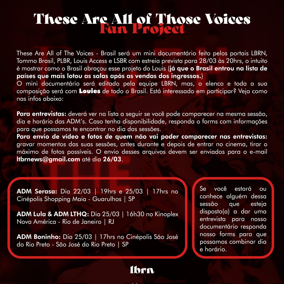 ltbrnews's tweet image. THESE ARE ALL OF THOSE VOICES.

É com muito carinho que apresentamos à vocês nosso projeto para documentar a recepção do #AllOfThoseVoices no Brasil, de fã pra fã. 

@prlouistbr, @prtommobr, @LouisAccessBR e @LouisStanBr, muito obrigada por toparem! 🫶🏼