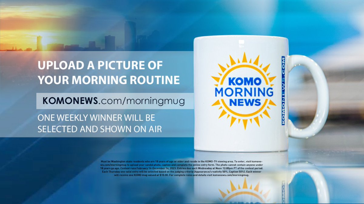 SteveTVNews's tweet image. Have you entered yet for a chance to win one of our autographed @komonews morning mugs?!

It's easy!

All you have to do is share a picture of your morning routine with a fun caption - for a chance to win a mug!

DETAILS HERE: bit.ly/3mB7Wfh

#KOMONews