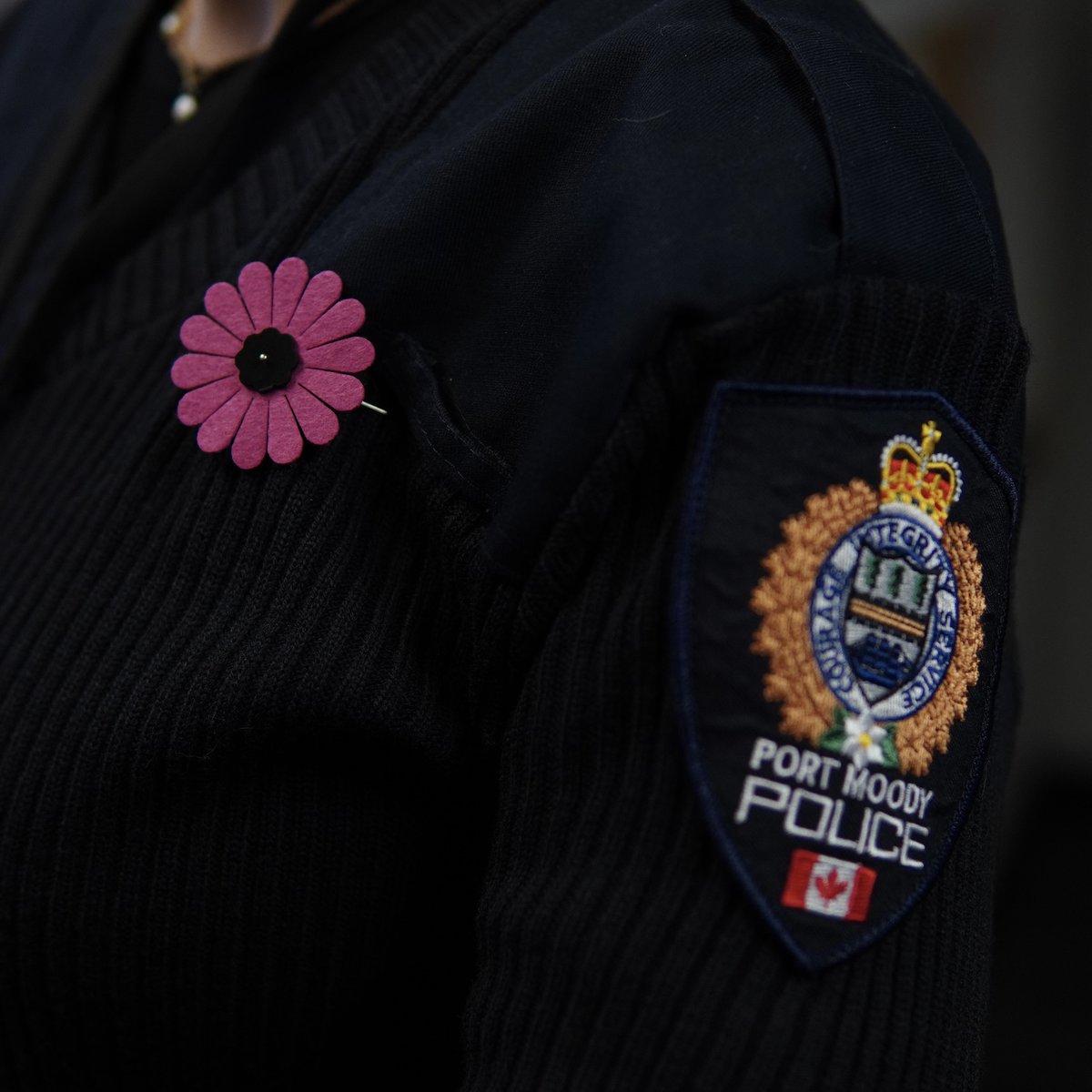 Wearing the #FuchsiaDaisy to raise awareness of Sexual Exploitation of Children and Youth. #childrenofthestreet #plea #portmoodypd #stoptheshare