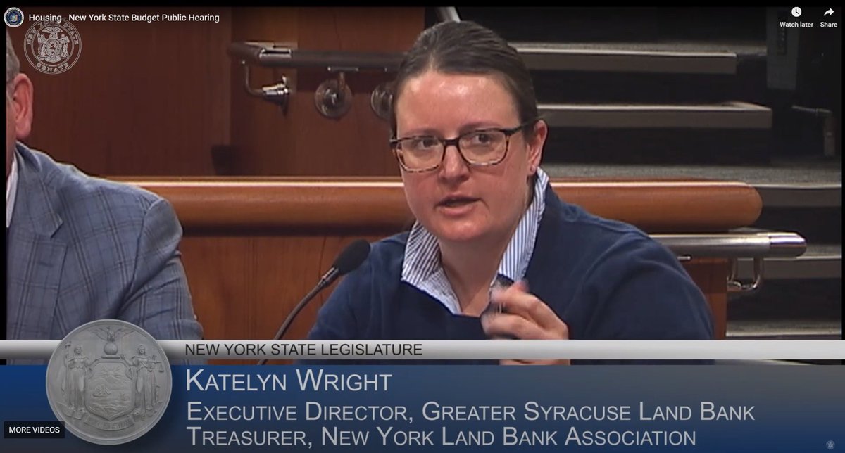 ICYMI: NYLBA Officer &amp; Executive Director of the <a href="/SyrLandBank/">GreaterSyrLandBank</a> testified to the Joint Legislative Committee on Housing. Funding land banks will help communities throughout the state transform ⬆️ vacant properties into affordable homes &amp; help address NY's historic housing shortage.