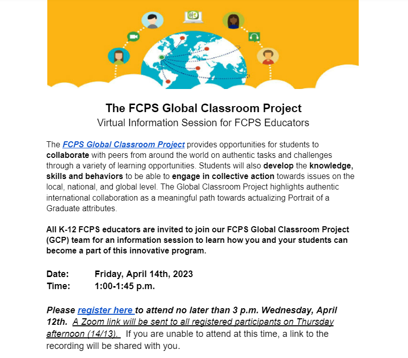 FCPS Global Classroom Project tweet media