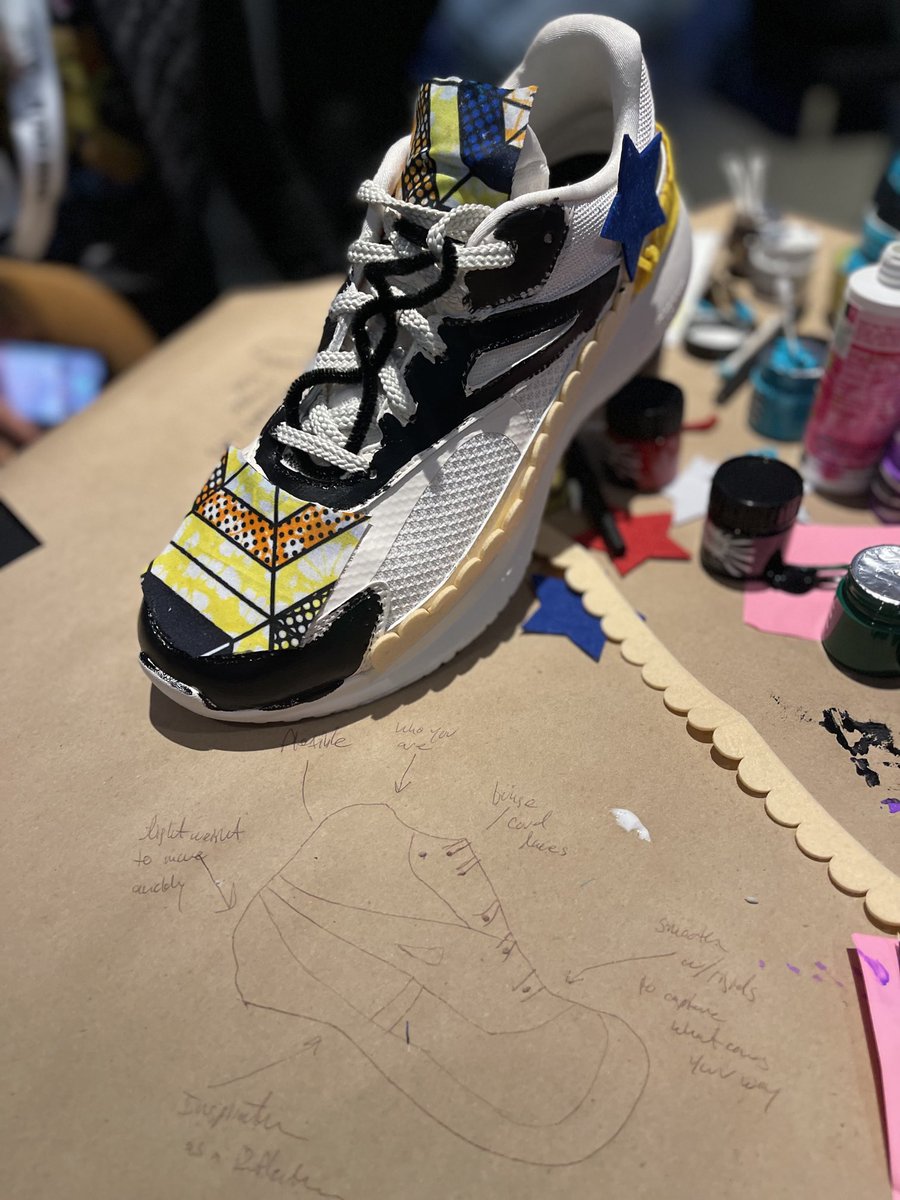 adbustil's tweet photo. The future of learning from ideation to prototype. My shoe design represents flexibility, lightweight, inspiration. @sxsw #futureoflearningchallenge @silviascheirman @GabySierraEdu @OOT_AldineISD https://t.co/VFpm62NrEz