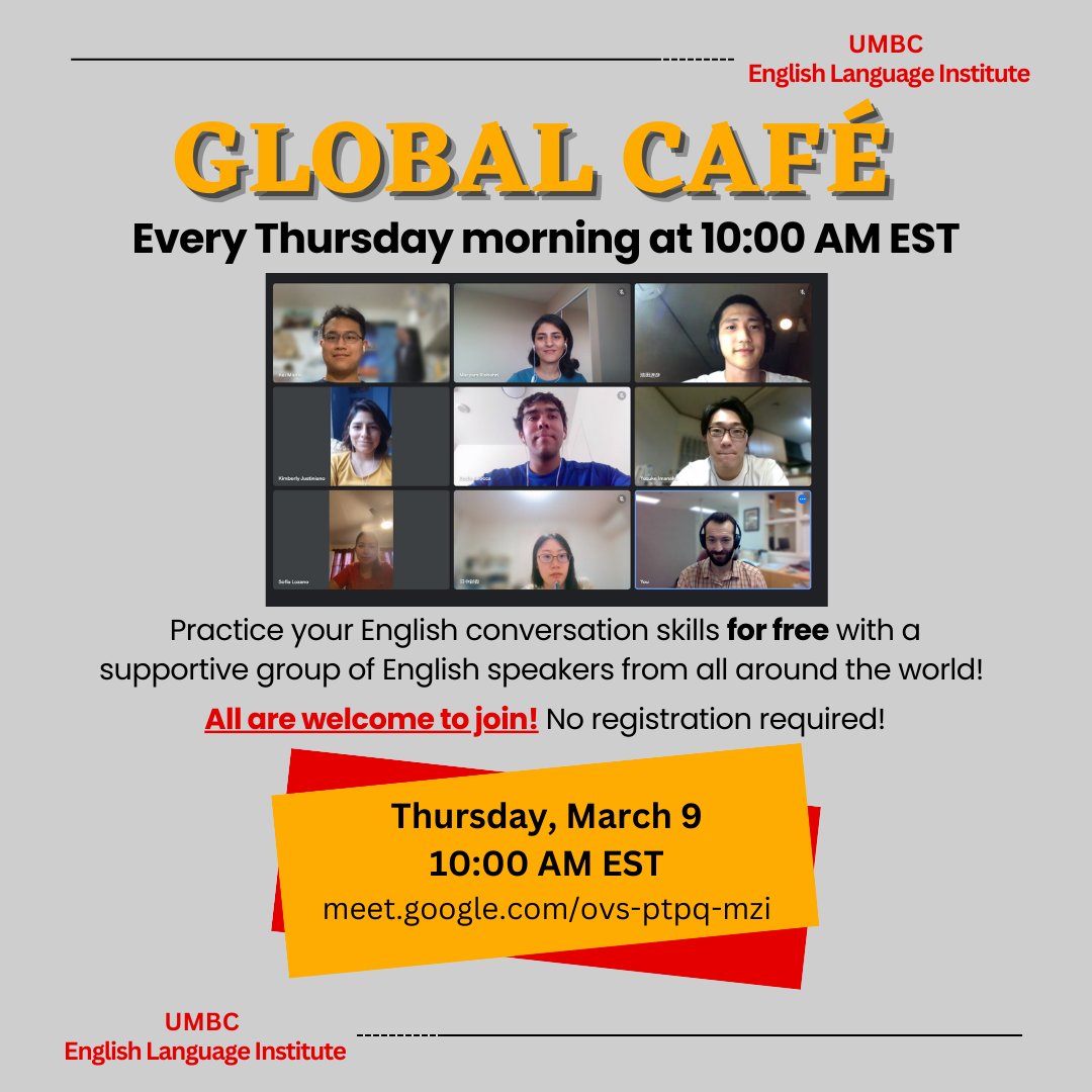 Join us this Thursday at 10:00 AM EST for our next Global Cafe session! The topic will be announced at the meeting. All are welcome, and no registration is required! Link to join: meet.google.com/ovs-ptpq-mzi
