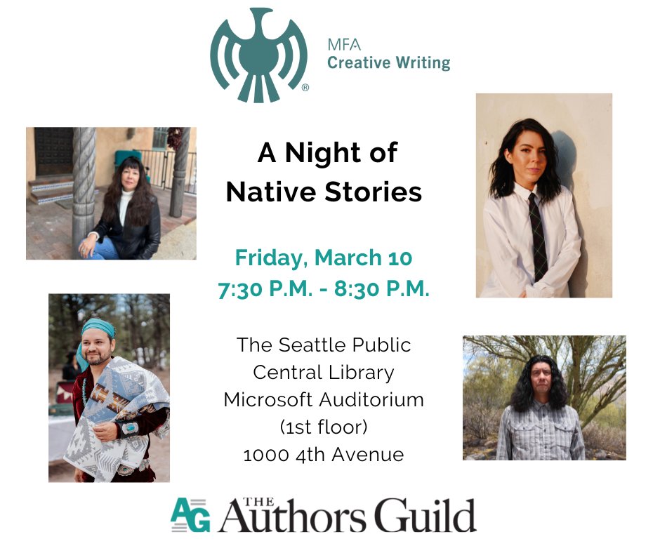 #AWP23: Join us for a night of native stories at the @SPLBuzz. Authors @tkiramadden, Bojan Louis, @papayathief, and @deborahtaffa will be reading. bit.ly/3Jh4Plf