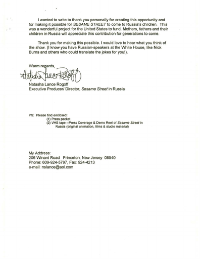 WJCLibrary42's tweet photo. DYK that Russia had its own Sesame Street? Ulitsa Sezam, aired from Oct 1996-2010, with puppets Zeliboba, Businka , &amp; Kubik. It's content was Russian with original stories.

The executive producer wrote to President Clinton to thank him for his support of the show.  

#30Moments https://t.co/e7blXEOzjX