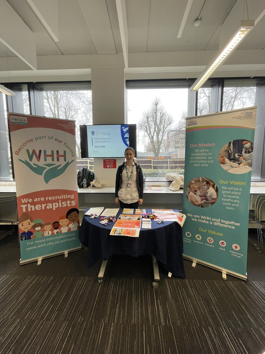 Great day today at University of liverpool with @MollyMPhysio looking to recruit the future workforce of @WHHAHPs looking forward too seeing you all at our recruitment day Thursday 23rd March! @UoLPhysioSoc @LivUniPhysio @shellsm1th thanks for having us back! #WHH #WHHAHPS