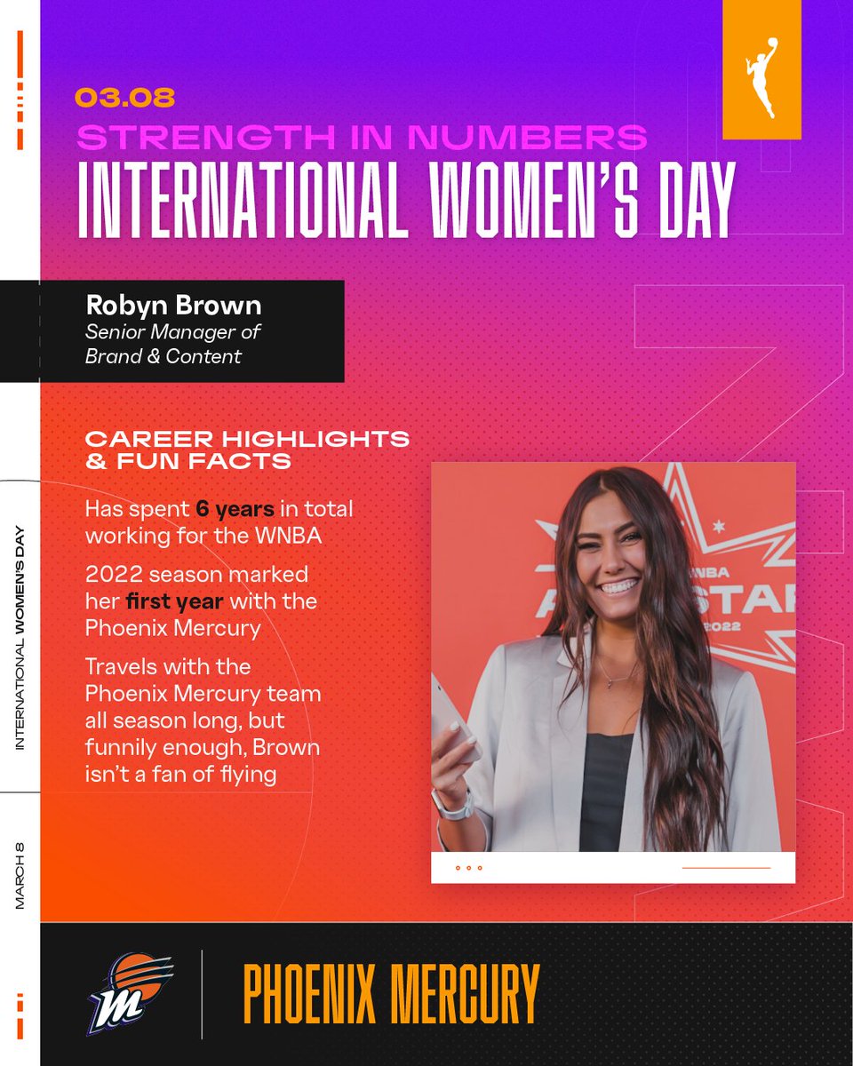 WNBA's tweet photo. Introducing Robyn, Kyra, Maggie and Hannah of the @PhoenixMercury, who have a hand in day-to-day responsibilities in their respective roles for the team 

#WNBAIWD23 https://t.co/lgE0uPl2xy