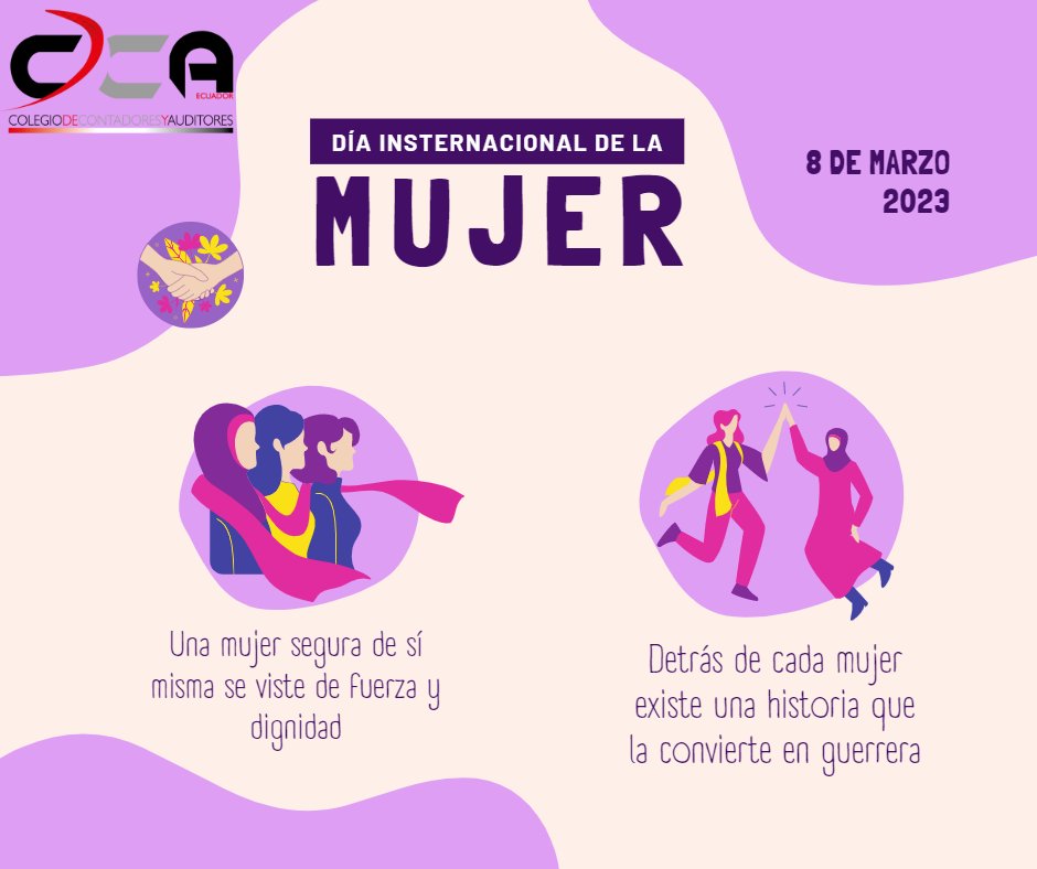 CcaEcuador's tweet photo. 𝐄𝐋 𝐂𝐎𝐋𝐄𝐆𝐈𝐎 𝐃𝐄 𝐂𝐎𝐍𝐓𝐀𝐃𝐎𝐑𝐄𝐒 𝐘 𝐀𝐔𝐃𝐈𝐓𝐎𝐑𝐄𝐒 𝐃𝐄𝐋 𝐄𝐂𝐔𝐀𝐃𝐎𝐑

Saluda a nuestras socias, colegas y amigas 𝐌𝐔𝐉𝐄𝐑𝐄𝐒 en este su día.

Mujeres valientes, mujeres fuertes, mujeres inspiradoras. ¡Gracias por todo lo que hacen! https://t.co/h8awOwq9gf