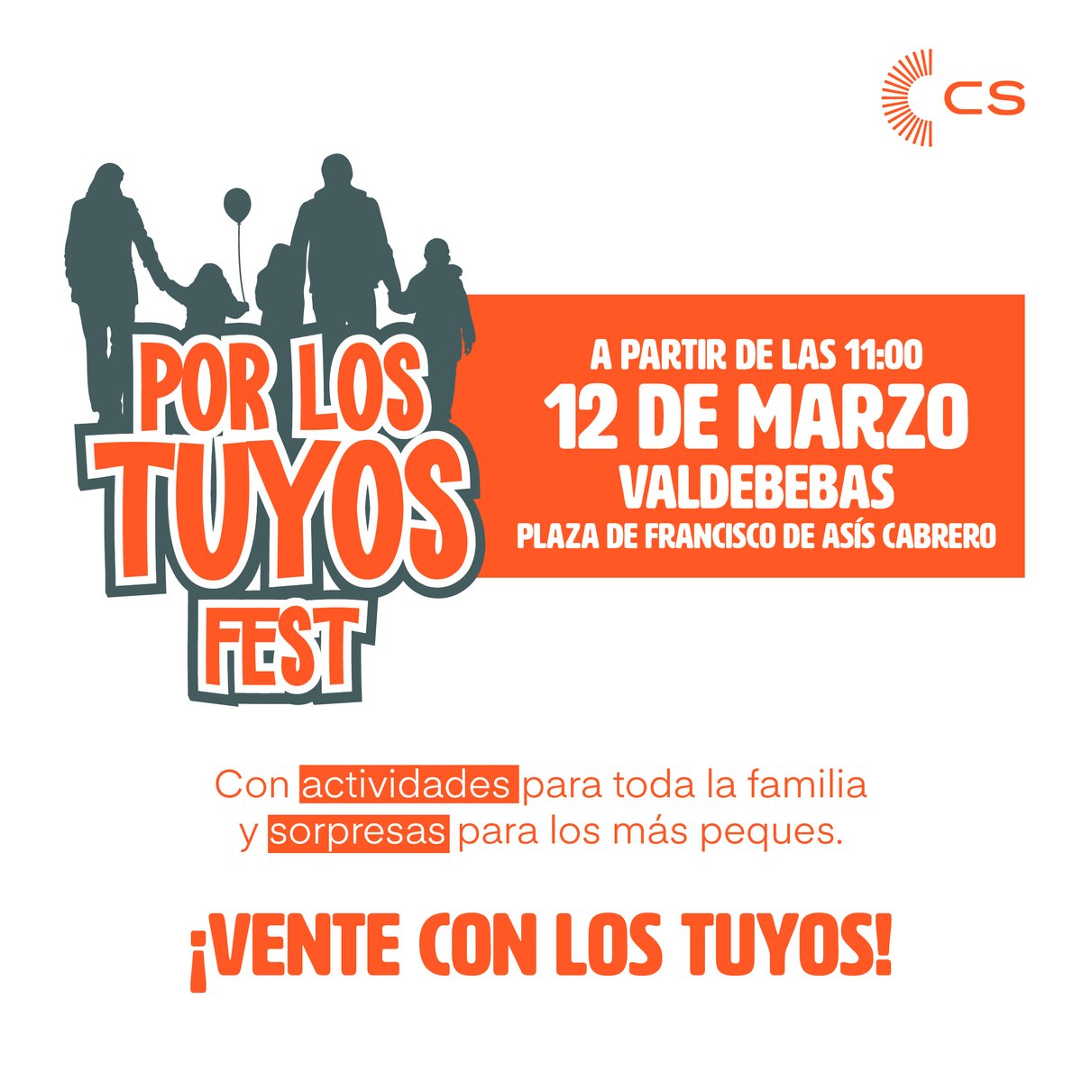 CiudadanosCs's tweet photo. ¿Hay mejor plan que un domingo en familia?🧡

Este 12 de marzo a las 11h, os esperamos en la Plaza Francisco De Asís Cabrero de Valdebebas, donde habrá actividades y sorpresas para los más peques.

Inscríbete y ven a pasar un día increíble con los tuyos: https://t.co/z3QX853oLA https://t.co/O3ZcneNY9s