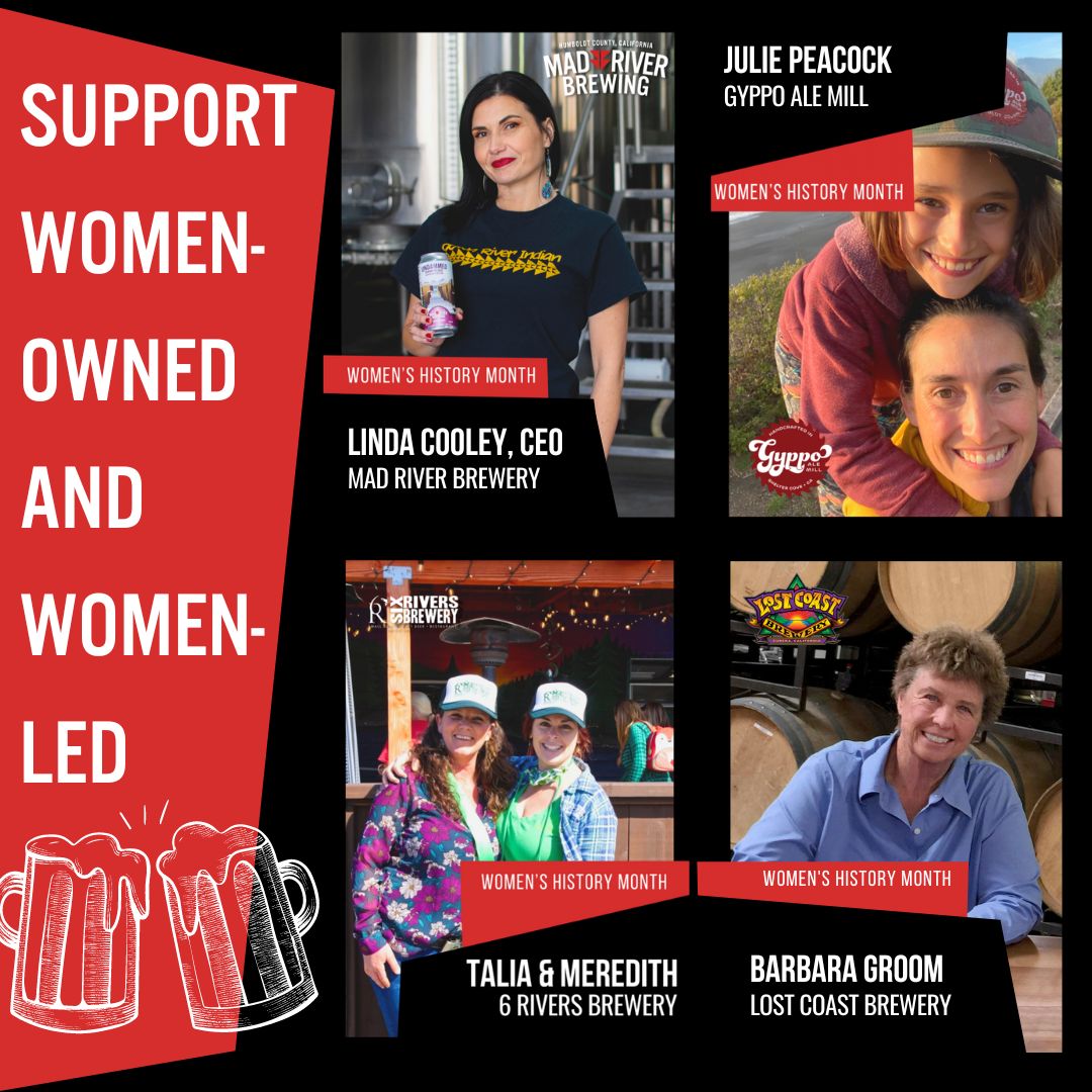 madriverbrew's tweet photo. Happy International Women's Day! Mad River Brewery is proudly women-led, &amp;surrounded by a number of women-led craft breweries, including Gyppo Ale Mill, @SixRiversBrew &amp; @lostcoastbrewer. Support all of these breweries this month! #InternationalWomensDay #womenincraftbeer https://t.co/Ip9nXVHeN2