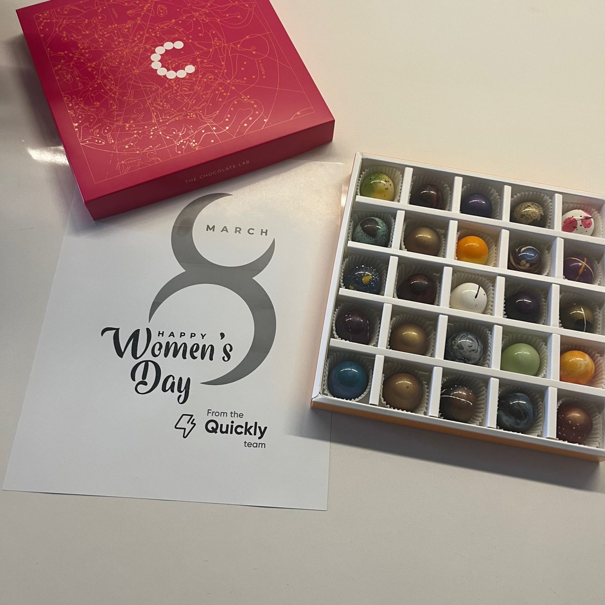 thinair_labs's tweet photo. Thanks #Quickly for the yummy (and beautiful‼️) chocolates from #yyc's #TheChocolateLab!
#InternationalWomensDay2023 https://t.co/dpmNu4PUhF