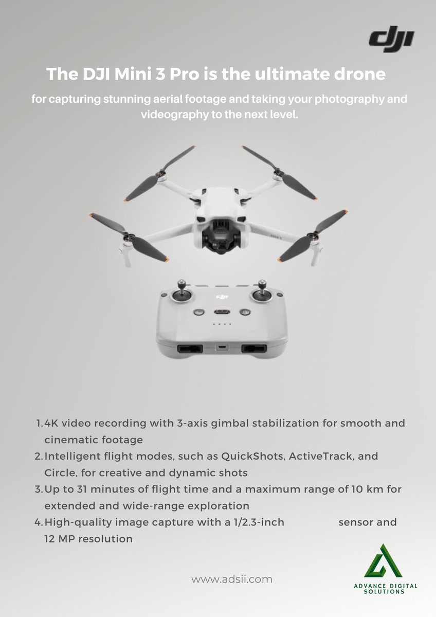 Take your aerial photography to new heights with the DJI Mini 3 Pro drone. 🚁📷

 #DJIMini3Pro #DronePhotography #AerialVibes #CompactDesign #4KCamera #StableFootage #OutdoorAdventure