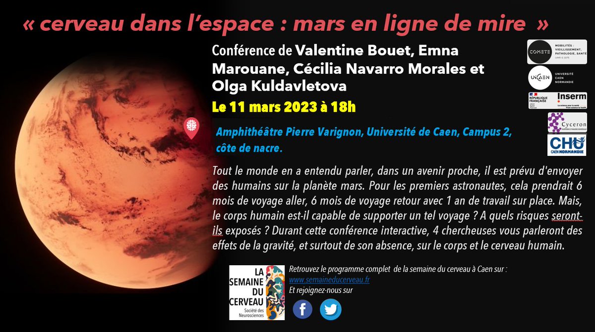 SdC_Caen's tweet photo. 2 Conférences pour démarrer la Semaine du Cerveau à Caen ! Venez nombreux ! ⚠️Attention le lieu à changé https://t.co/0cR7drx1R3