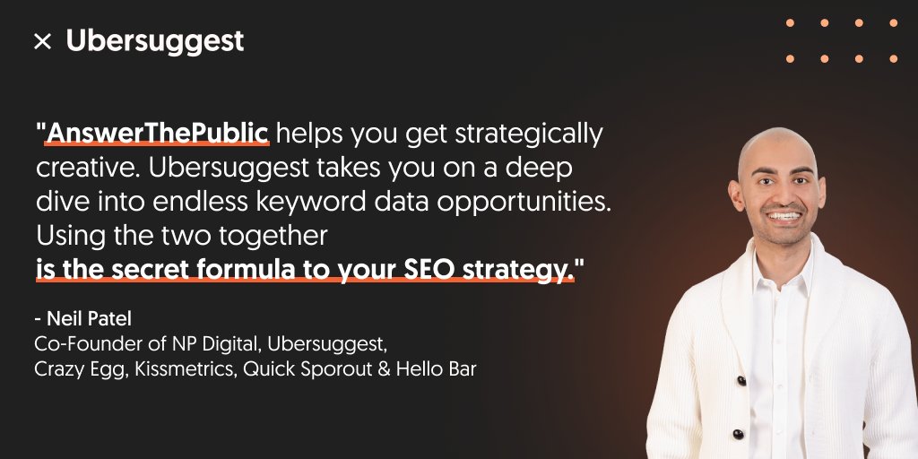 We couldn't agree more with Neil: when it comes to SEO, combining the power of Ubersuggest and AnswerThePublic is a winning strategy. 🚀

Together, these tools can help you elevate your SEO strategy and drive more traffic to your website.
