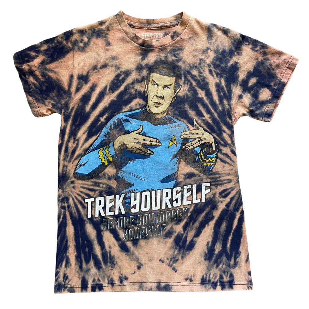 New bleach dye shirts are live on depop @ vultureworks 
.
#spock #startrek #enterprise #leonardNemoy