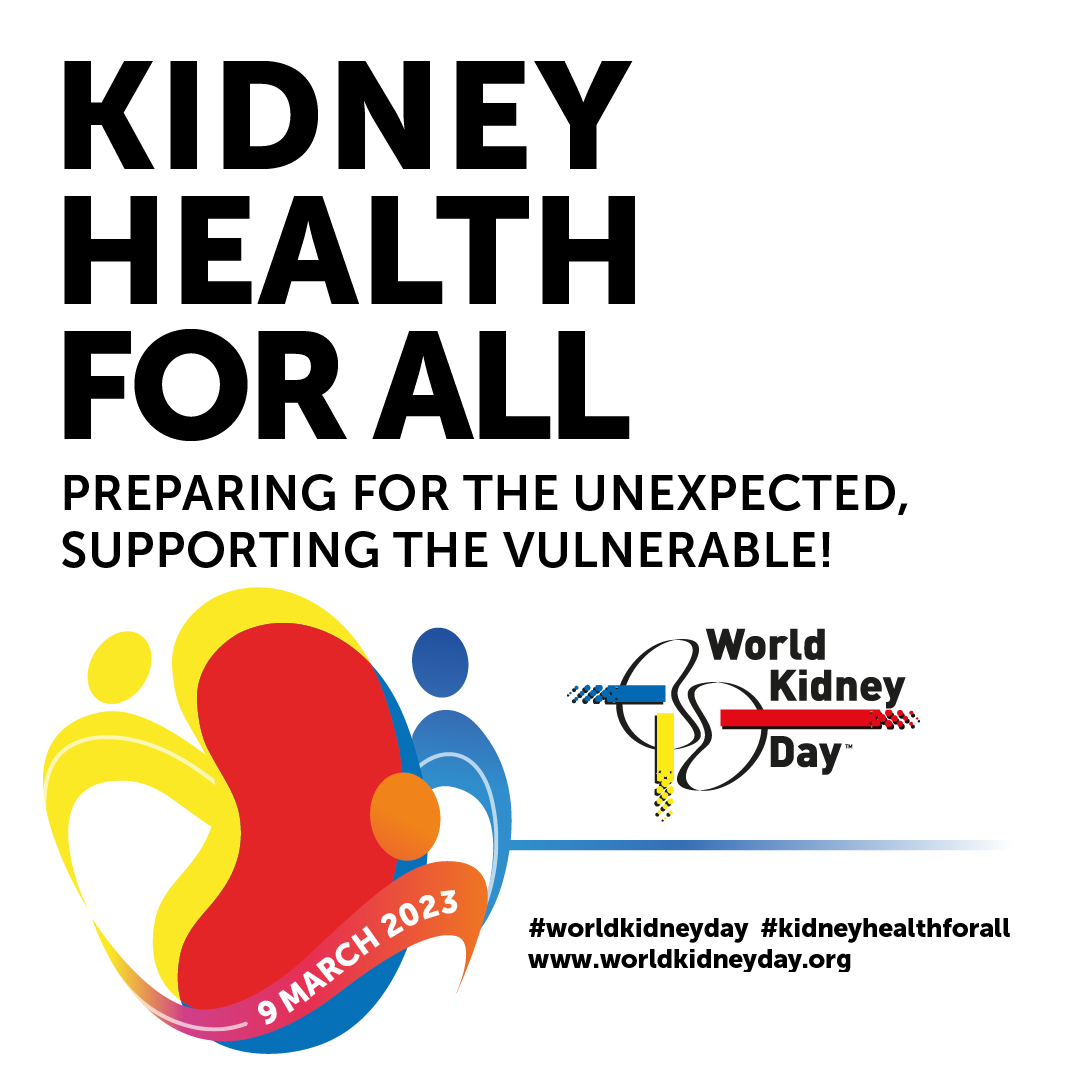 Today is World Kidney Day & our call to action is “Kidney Health for All – Bridge the knowledge gap to better kidney care.” 850m people are affected by CKD with over 2m people worldwide receiving dialysis or living with a kidney transplant. Spread your knowledge and experience!