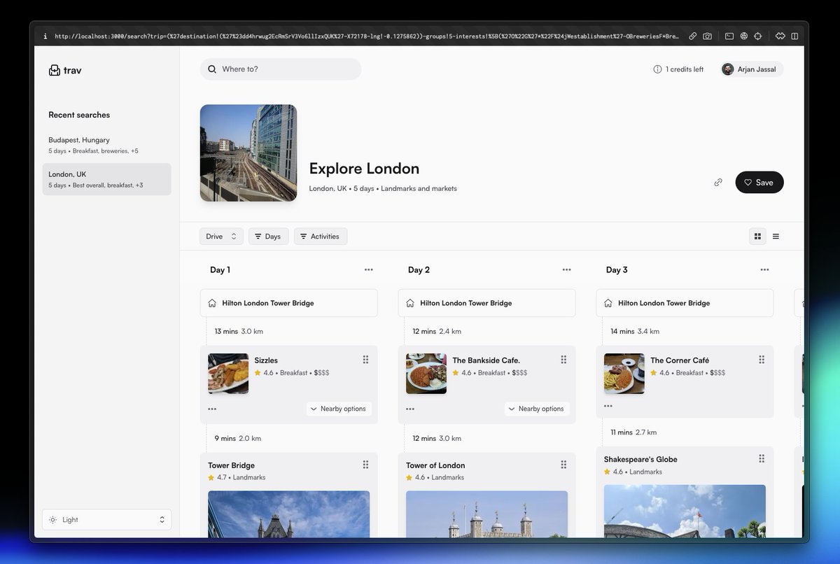 Trav update 🚀

🧳Multi-day itineraries (plan for a day, weekend, or full week)
🏨 Add where you're staying (influences itinerary order)
🎛️ Filter by days and activities

Check it out trav.li 

Stay tuned for more