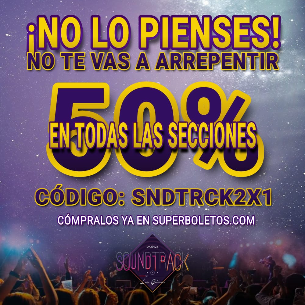 rodrigosieres's tweet photo. No se pierdan esta promoción para @soundtracklagira compren sus boletos a mitad de precio, en https://t.co/MULrGokdnH ahí nos vemos el sábado https://t.co/Er0AUy3Toj