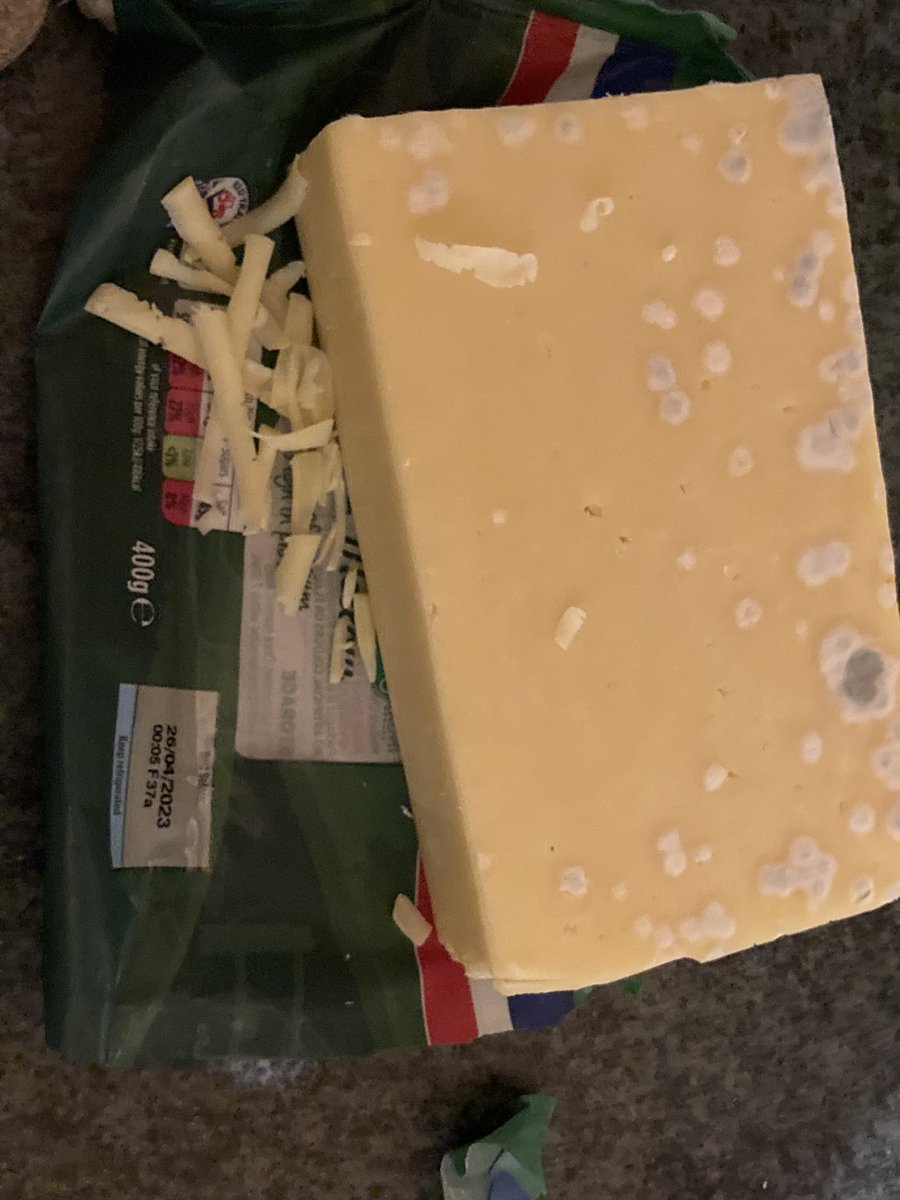 MQenna's tweet photo. @AsdaServiceTeam @asda - you’re not doing well lately. 1.  no attempt to safely/correctly label foods. 2.  Bought this cheese on Saturday, clearly within the sell by date but horribly mouldy. With three other supermarkets a stones throw away from me, I am being driven away. https://t.co/dwr0Hshv7m