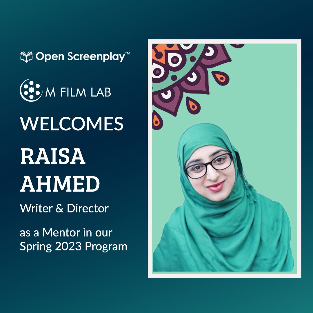 OpenScreenplay's tweet photo. Welcome @RaisahAhmed as a #mentor in the #MFilmLab Spring2023 program! She will be sharing her #screenwriting expertise with the select group of #SouthAsian #writers to help them hone their screenwriting skills & prepare them for a career in #film & TV https://t.co/TRrZouZiMC https://t.co/1rUDATQCdu