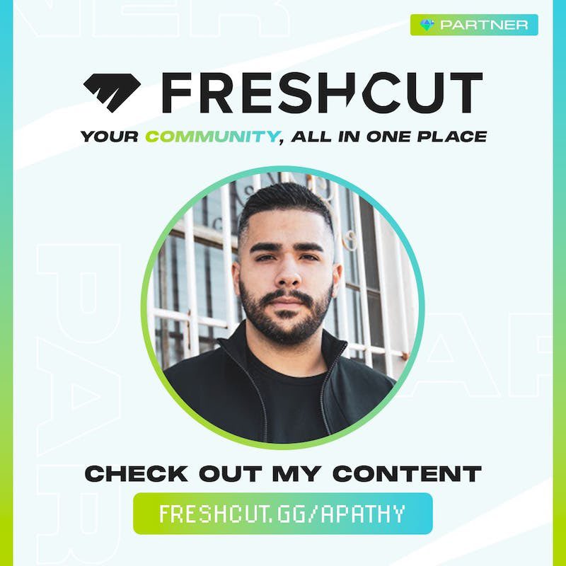 Happy to announce I am now partnered with @Freshcut to bring my content to their platform.

Would mean a lot to me if you guys follow me and checkout the content! We will be posting some amazing stuff 🔥Freshcut.gg/@Apathy