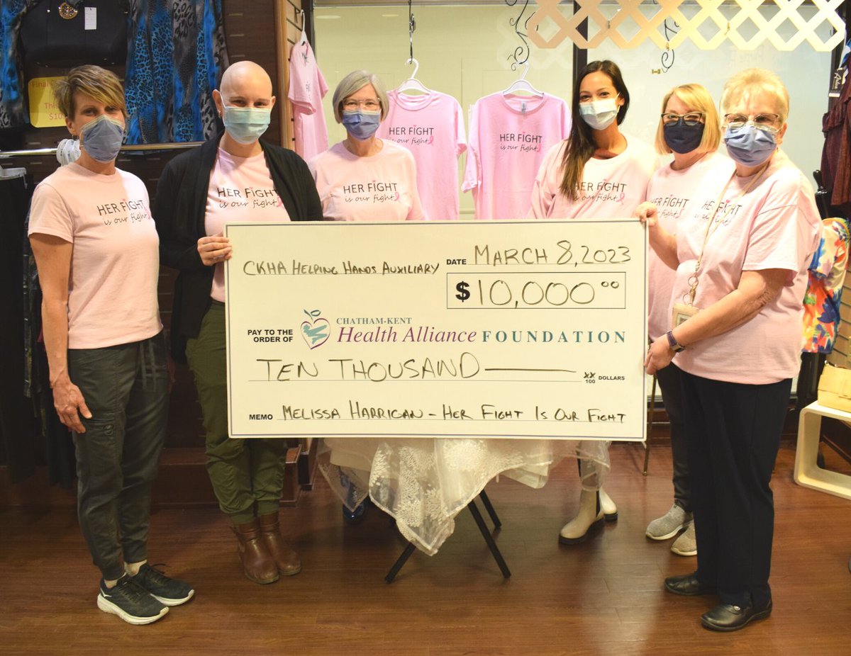 Chatham-Kent Health Alliance Foundation (@ckhafoundation) on Twitter photo THANK YOU to the CKHA Helping Hands Auxiliary for their generous $10,000 gift towards Melissa Harrigan's 'Her Fight is Our Fight' fundraising campaign in support of Mammography at <a href="/ckhamedia/">Chatham-Kent Health Alliance</a>!
Learn more about Melissa's campaign or donate today at give.classy.org/HerFightIsOurF… THANK YOU to the CKHA Helping Hands Auxiliary for their generous $10,000 gift towards Melissa Harrigan's 'Her Fight is Our Fight' fundraising campaign in support of Mammography at <a href="/ckhamedia/">Chatham-Kent Health Alliance</a>!
Learn more about Melissa's campaign or donate today at give.classy.org/HerFightIsOurF…