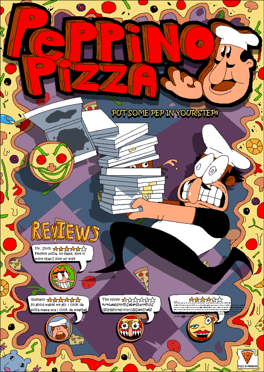 had to do an assignment for my brother because he didn't do it 🙄 same assignment as the one where I made that old Spamton car advertisement poster, but now it's Pizza Tower. it's good enough iggg 🙄🙄🤬🍕