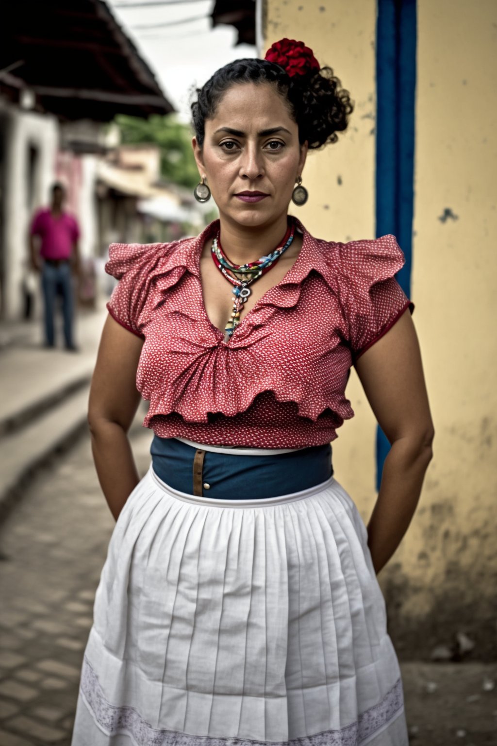 Nick St. Pierre on X: "street style photo of a Honduran woman, medium-full  shot, centered, wearing modern Honduran clothing --ar 2:3  https://t.co/d2lq9kQGJ6" / X