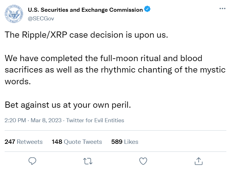 XRP_Productions's tweet photo. What the hell is that supposed to mean? 😮

#SECvsRipple #XRP #XRPtheStandard #Parody https://t.co/hZ0ca82T2E