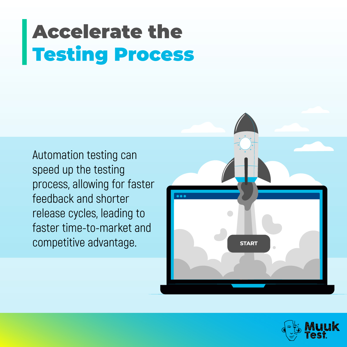MuukTest's tweet image. 🚀 3 significant advantages of automation testing that can help you transform your development process and boost your business. bit.ly/3ZfCkKq

#automationtesting #testautomation #testautomationstrategy #testingautomation