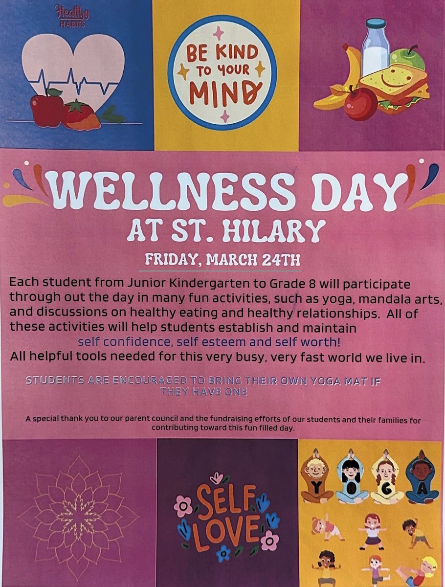 Wellness Day At St Hilary!  March 24th