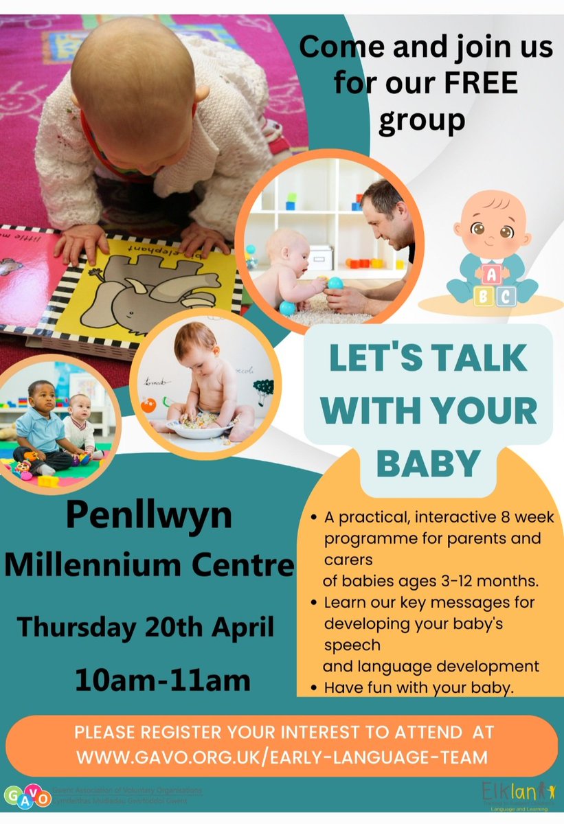 @BrynPrimary @PenllwynPrimary @BlackwoodLib we have spaces available for this **FREE programme for families with babies aged 3mths to 12mths. Please share.