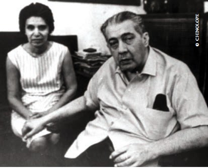 Lezama describió d modo insuperable el papel d la mujer en el equilibrio del universo: "Si te atolondraras,/ el firmamento roto/en lanzas de mármol, se echaría sobre nosotros".
En la imagen, Lezama y su esposa María Luisa Bautista.