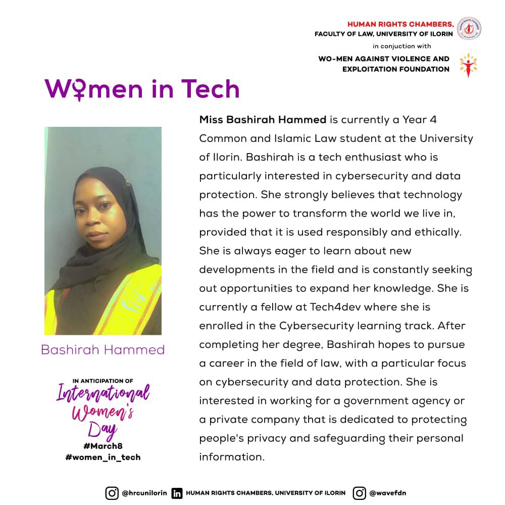 bashirah___'s tweet image. Happy International Women&apos;s Day 👸 
 Special thanks to @HrcUnilorin for this opportunity, it was a great experience.
Both genders are not competitors but we are meant to complement each other and by working together, we can create a more innovative, diverse, and equitable world.